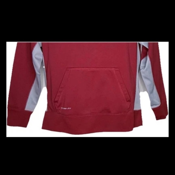 Nike Boy's Therma-Fit Swoosh Pullover Hoodie XL Red Nylon Fleece Inside Casual - Picture 2 of 10